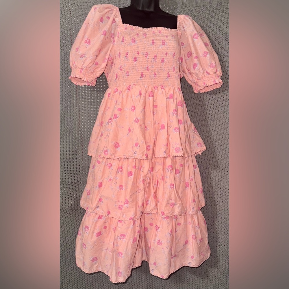 Love Shack Fancy x Target Floral Smocked Tiered Simone Dress In Pink Size Large